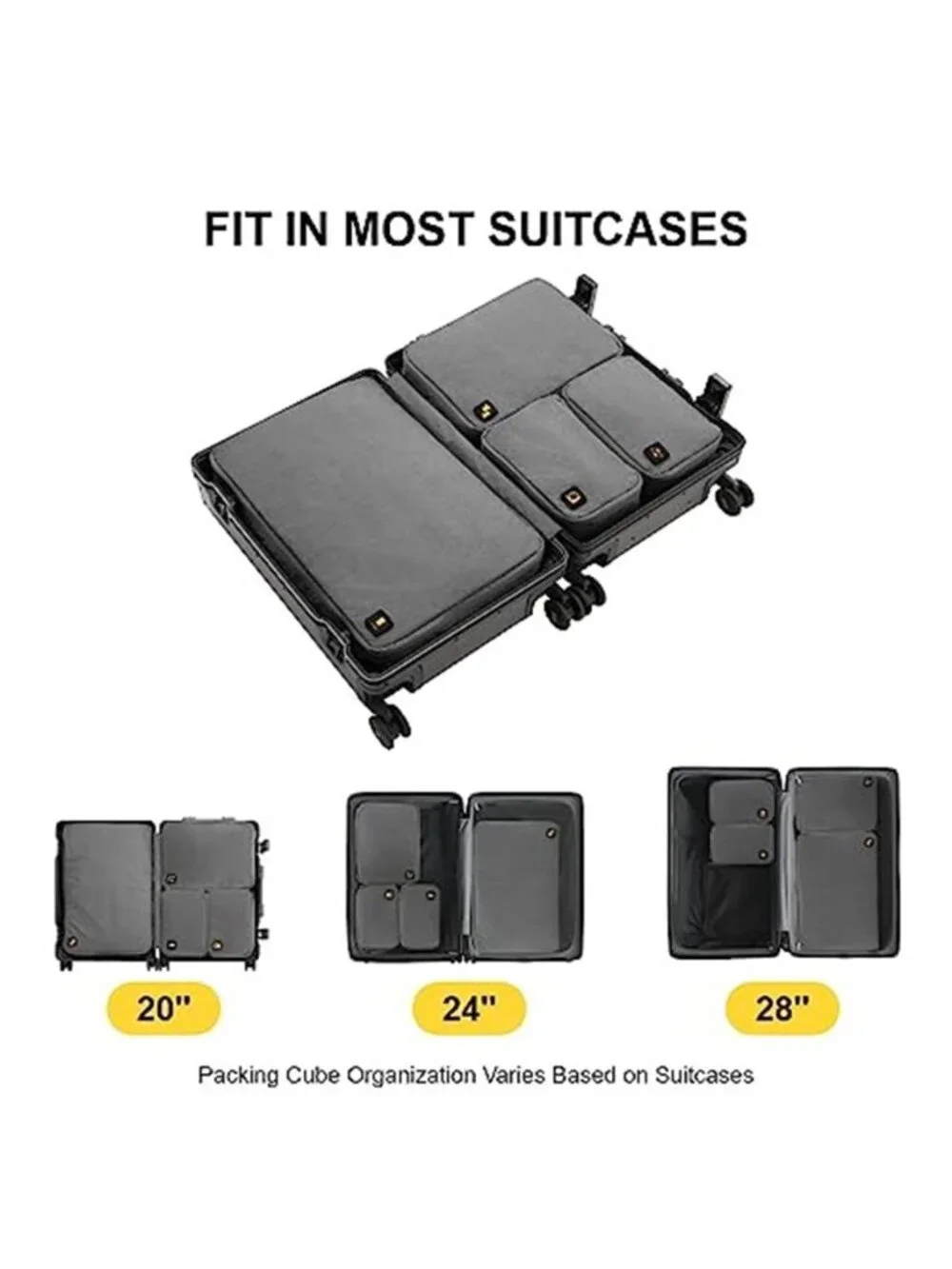 Packing Cubes Travel Organizer Set Luggage Storage Bags Cosmetic Case 4 Piece